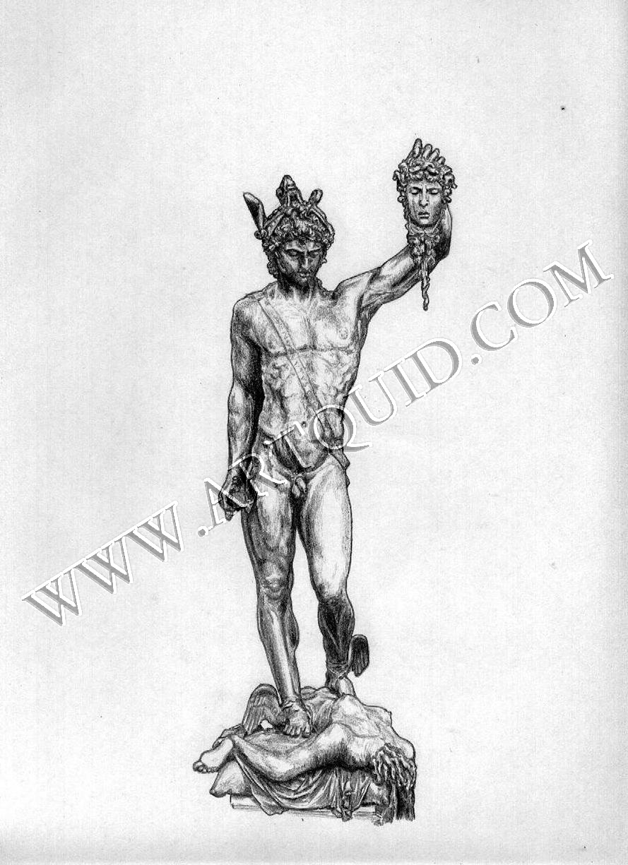 889x1225 Drawings,  Perseus Holding Medusa's Head View - Medusa Head Drawing
