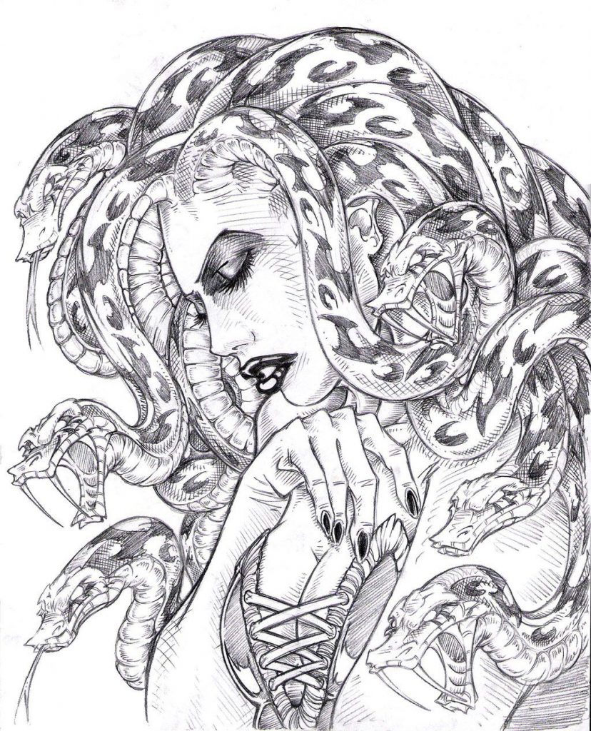 828x1024 Medusa Drawing Line For Free Download - Medusa Line Drawing