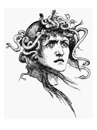 338x450 Mythology Medusa Giclee Print - Medusa Line Drawing