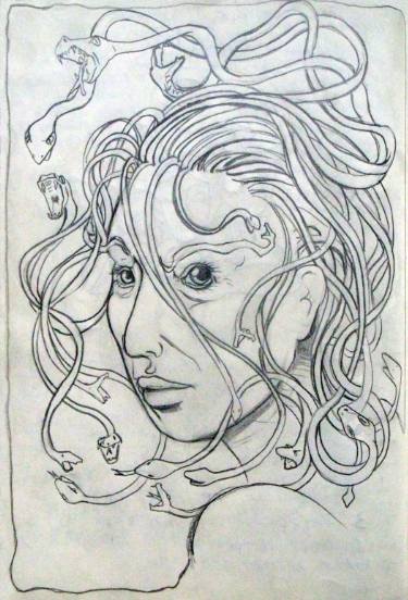 375x552 Medusa Drawing - Medusa Line Drawing