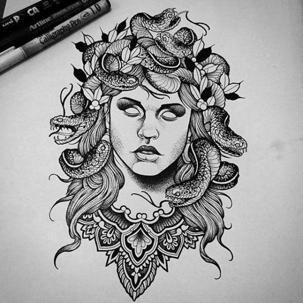 Medusa Tattoo Drawing at PaintingValley.com | Explore collection of ...