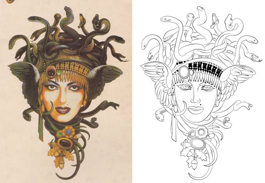 Medusa Tattoo Stencil - Medusa Tattoo Drawing. 