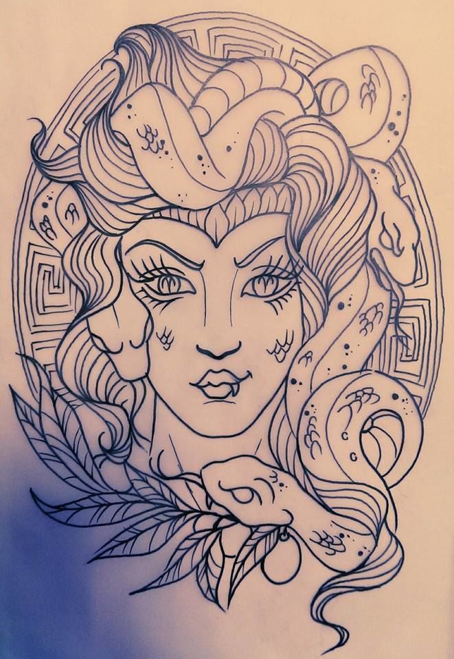 661x960 Rebeccareymedusa Sketch Medusa Tattoo Sketch Custom Design Greek - Medusa Tattoo Drawing