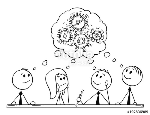 500x383 Cartoon Stick Man Drawing Conceptual Illustration Of Business Team - Meeting Drawing