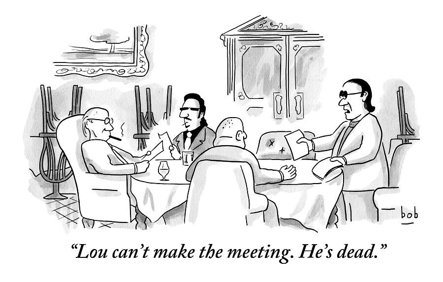 900x573 Four Men Sit At A Round Table Holding A Meeting Drawing - Meeting Drawing