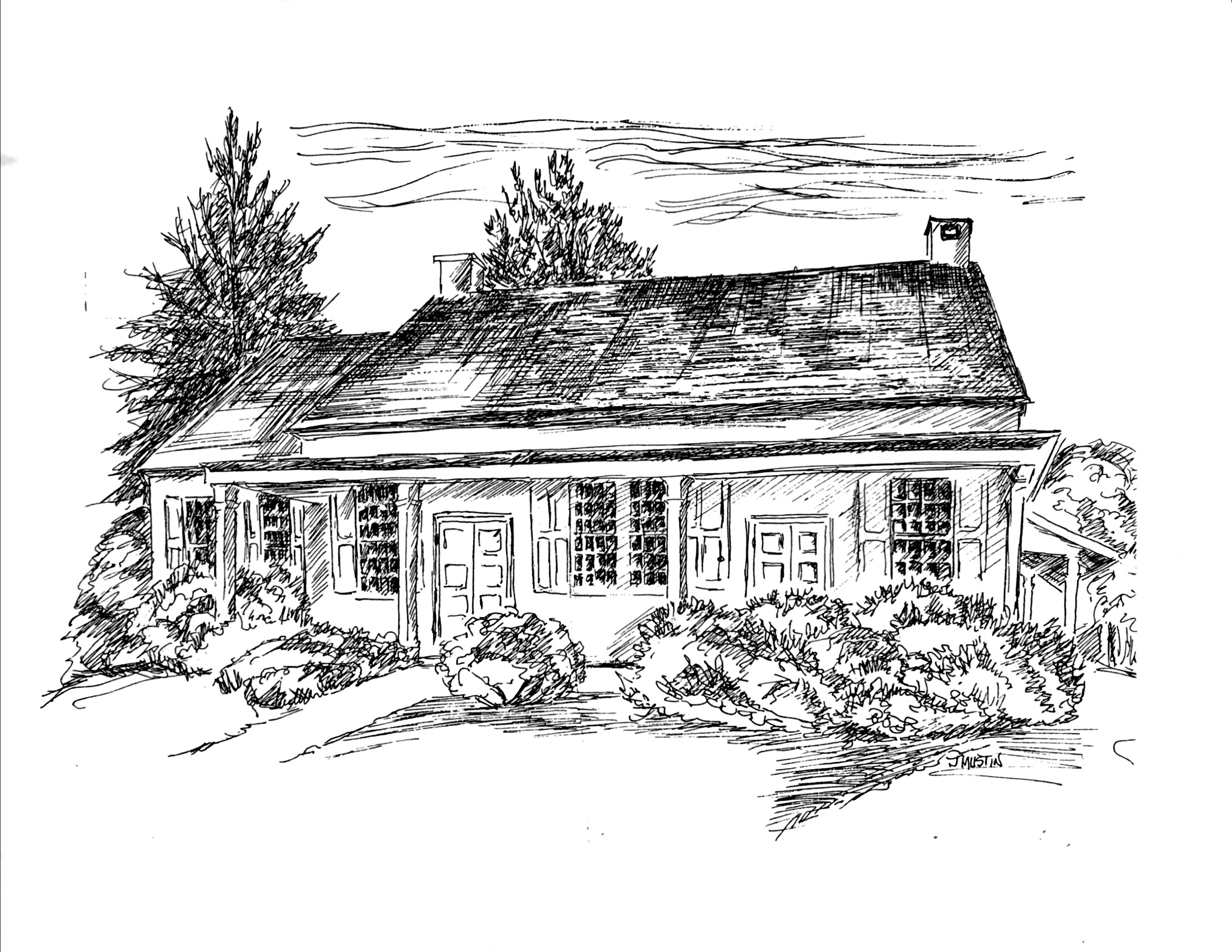 2647x2045 lansdowne monthly meeting house sketch, drawing - Meeting Drawing