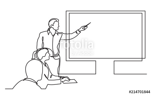 500x313 Continuous Line Drawing Of Business Presentation During Team - Meeting Drawing