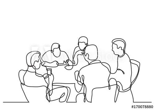 500x354 Continuous Line Drawing Of Team Meeting - Meeting Drawing