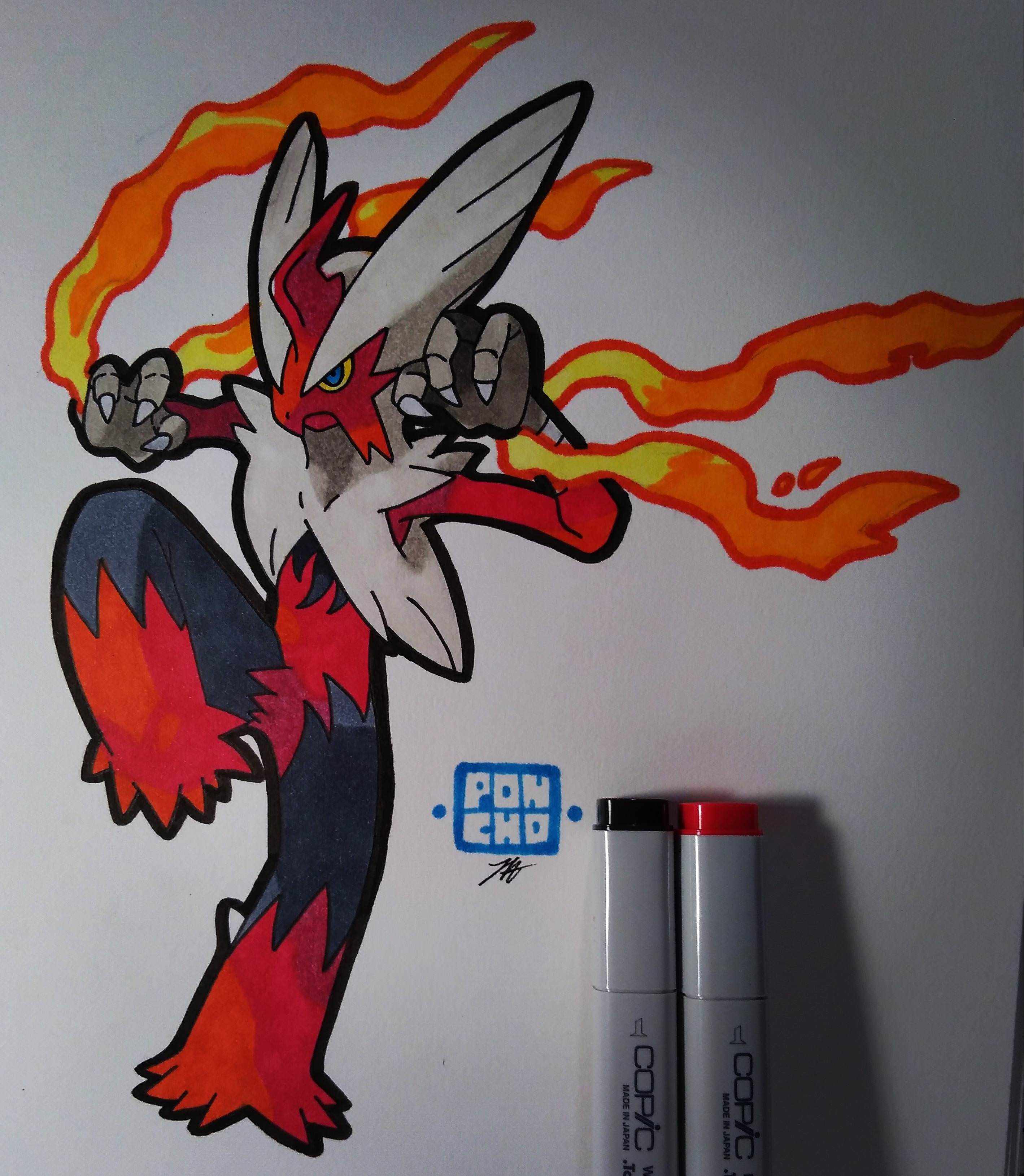 2837x3258 i was told i should re post my marker mega blaziken that got - Mega Blaziken Drawing