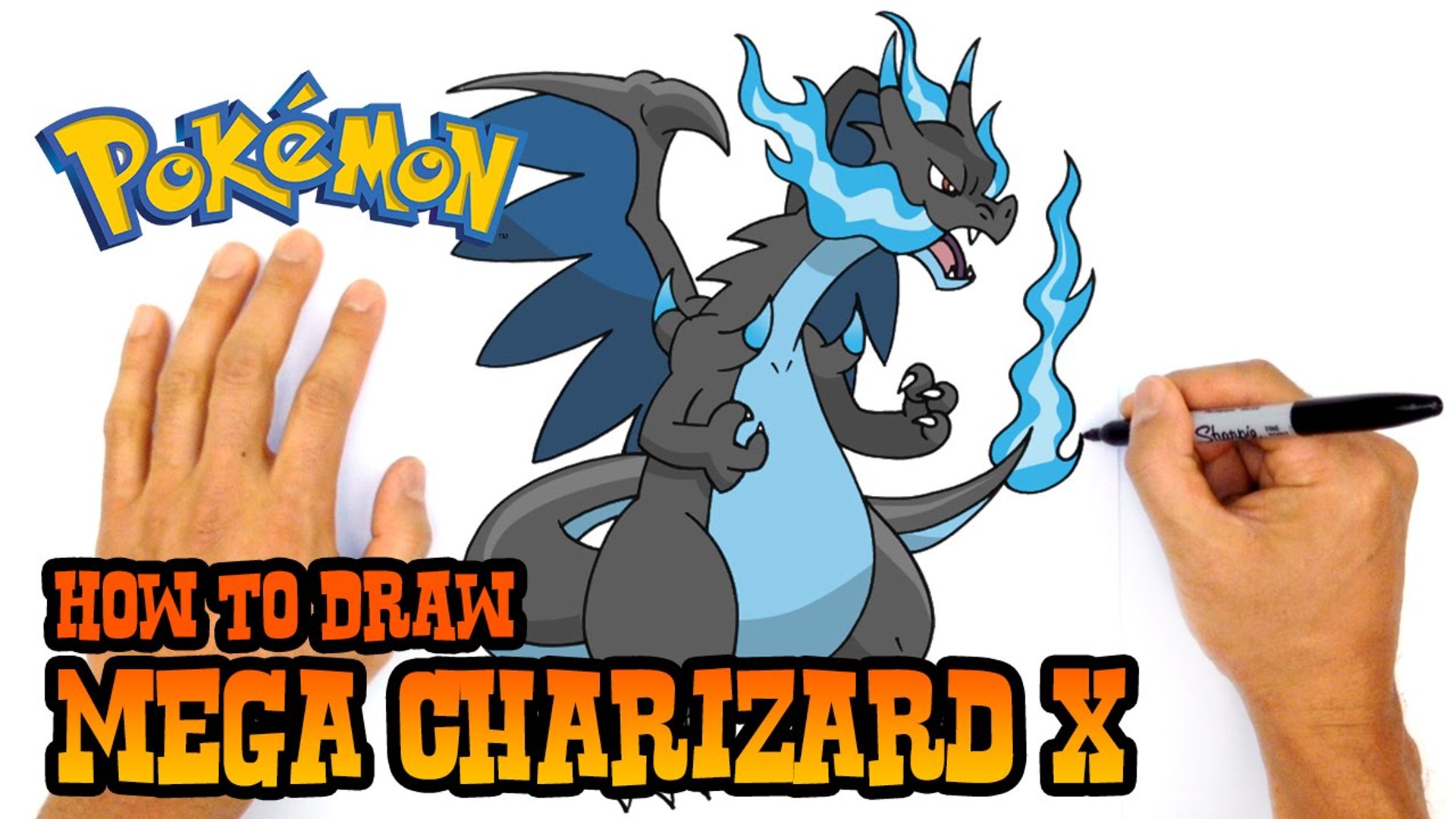 1920x1080 How To Draw Mega Charizard X Pokemon Step - Mega Charizard Drawing