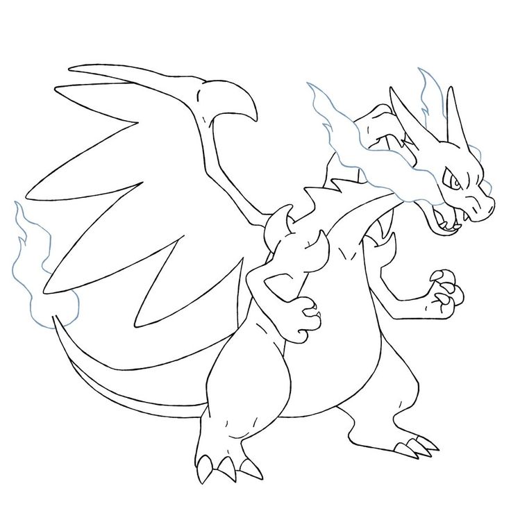 736x736 Mega Charizard Z Coloring Pages Great Free Clipart, Silhouette - Mega Charizard X Drawing