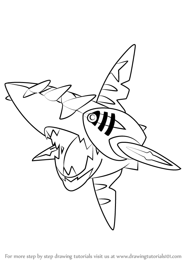 600x846 Learn How To Draw Mega Sharpedo From Pokemon - Mega Drawing