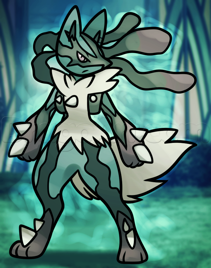 689x874 How To Draw Mega Lucario, Step - Mega Lucario Drawing