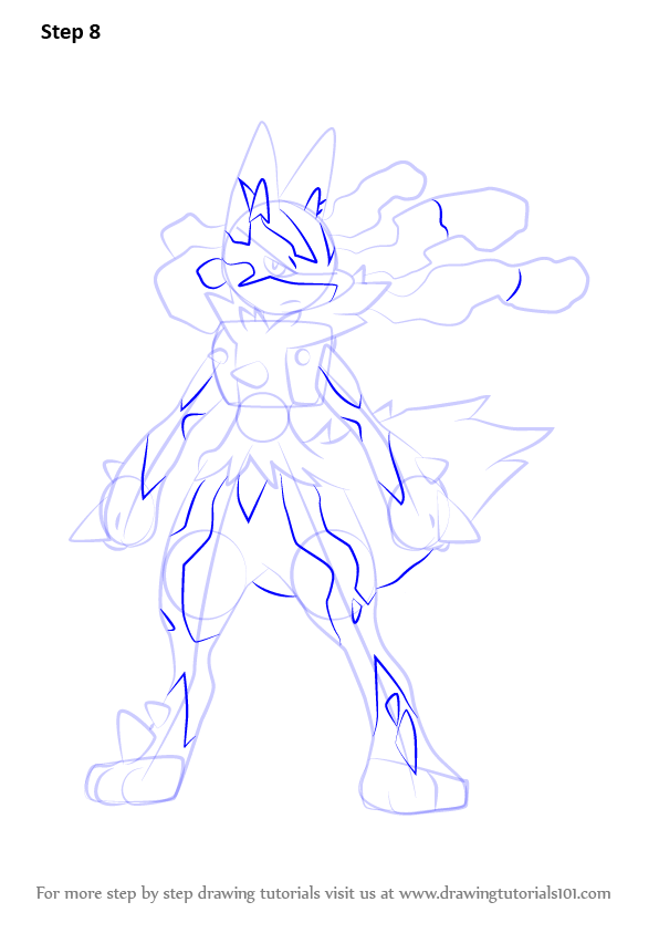 596x843 Learn How To Draw Mega Lucario From Pokemon - Mega Lucario Drawing