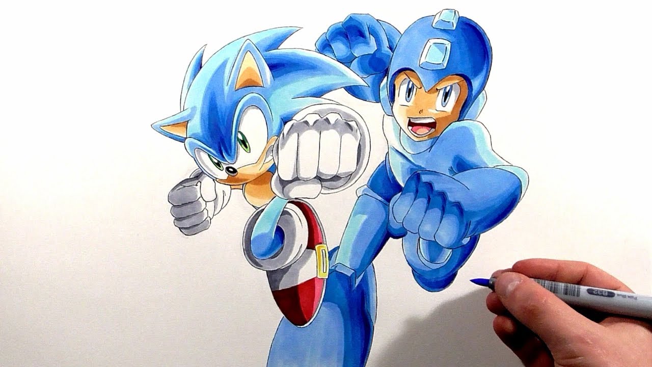 1280x720 Drawing Sonic And Megaman - Mega Man Drawing