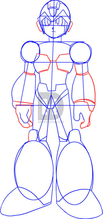 339x720 How To Draw Megaman, Step - Mega Man Drawing