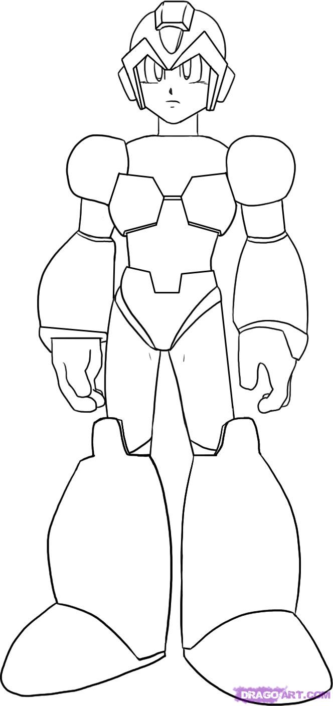 664x1408 How To Draw Megaman, Step - Mega Man Drawing