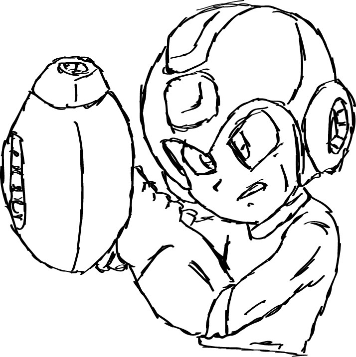 714x717 Digital Drawing - Mega Man Drawing