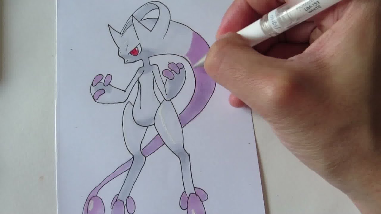 1280x720 Tutorial How To Draw Mega Mewtwo From Pokemon X And Y - Mega Mewtwo Drawing