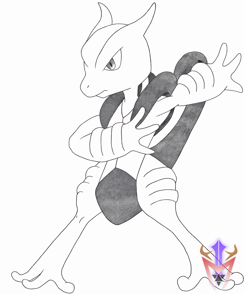 814x982 cubicle drawing - Mega Mewtwo Drawing