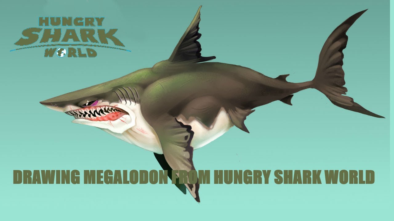1280x720 Drawing Megalodon From Hungry Shark World - Megalodon Drawing