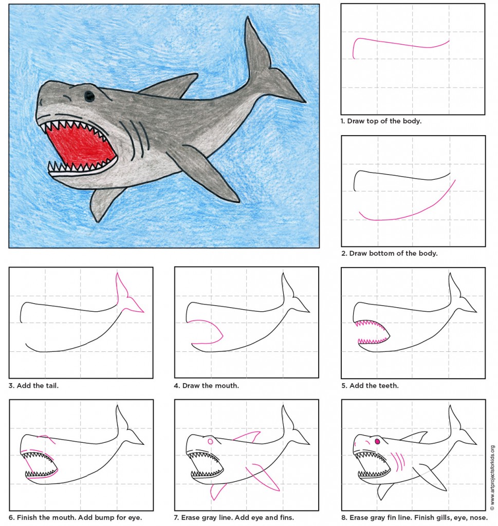 969x1024 Draw A Megalodon Art Projects For Kids - Megalodon Drawing