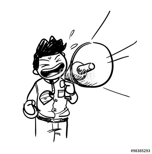 493x500 Businessman With Megaphone, A Hand Drawn Vector Cartoon - Megaphone Drawing