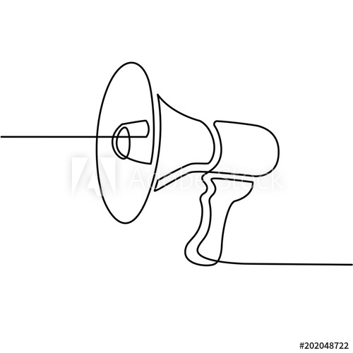 500x500 Continues Line Drawing Of Megaphone Icon Social Media Marketing - Megaphone Drawing