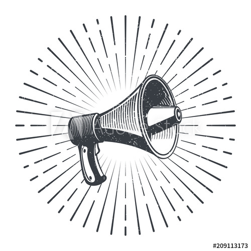 500x500 Hand Drawn Sketch Megaphone Vintage Poster With Megaphone - Megaphone Drawing