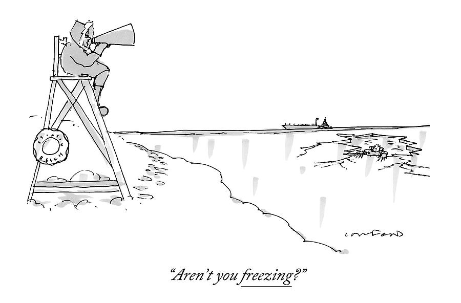 900x592 An Eskimo With A Megaphone Sits Atop A Lifeguard Drawing - Megaphone Drawing