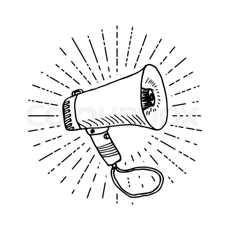 800x800 Bullhorn Or Megaphone, Loudspeaker, Stock Vector Colourbox - Megaphone Drawing