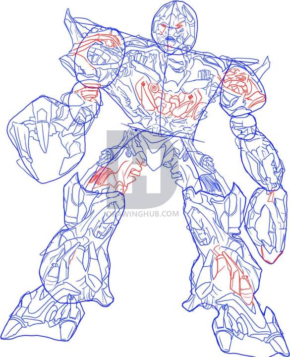 585x720 How To Draw Transformers, Step - Megatron Drawing
