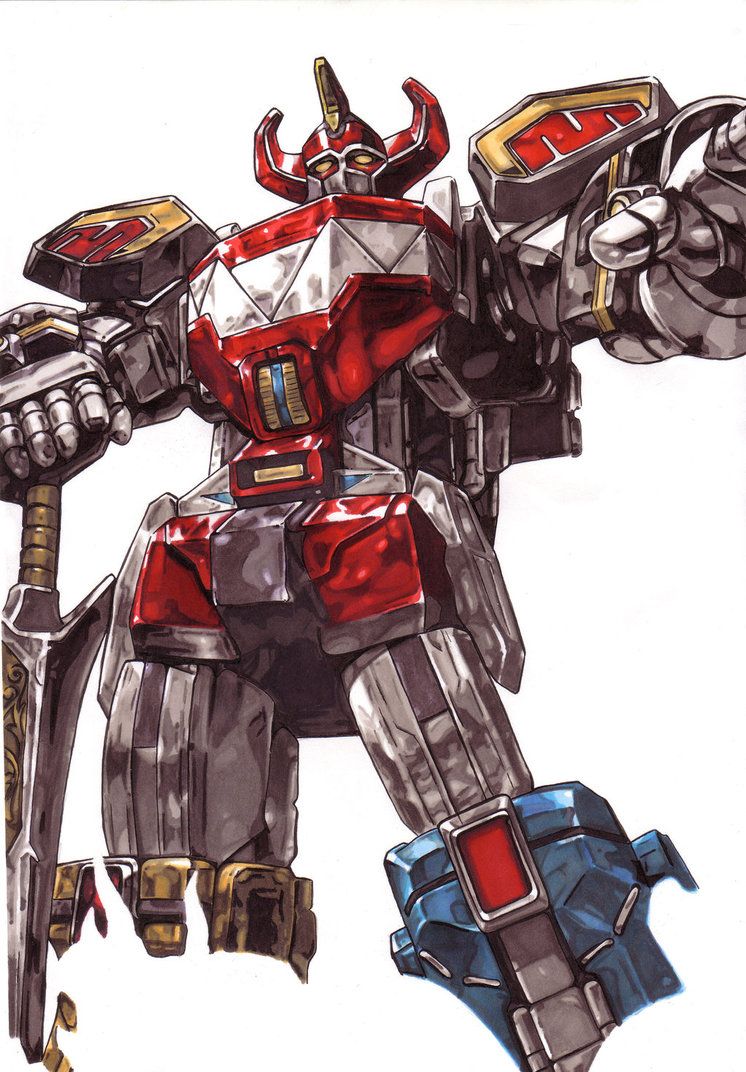 746x1072 finished drawing of daizyujinmegazord from super sentai zyuranger - Megazord Drawing