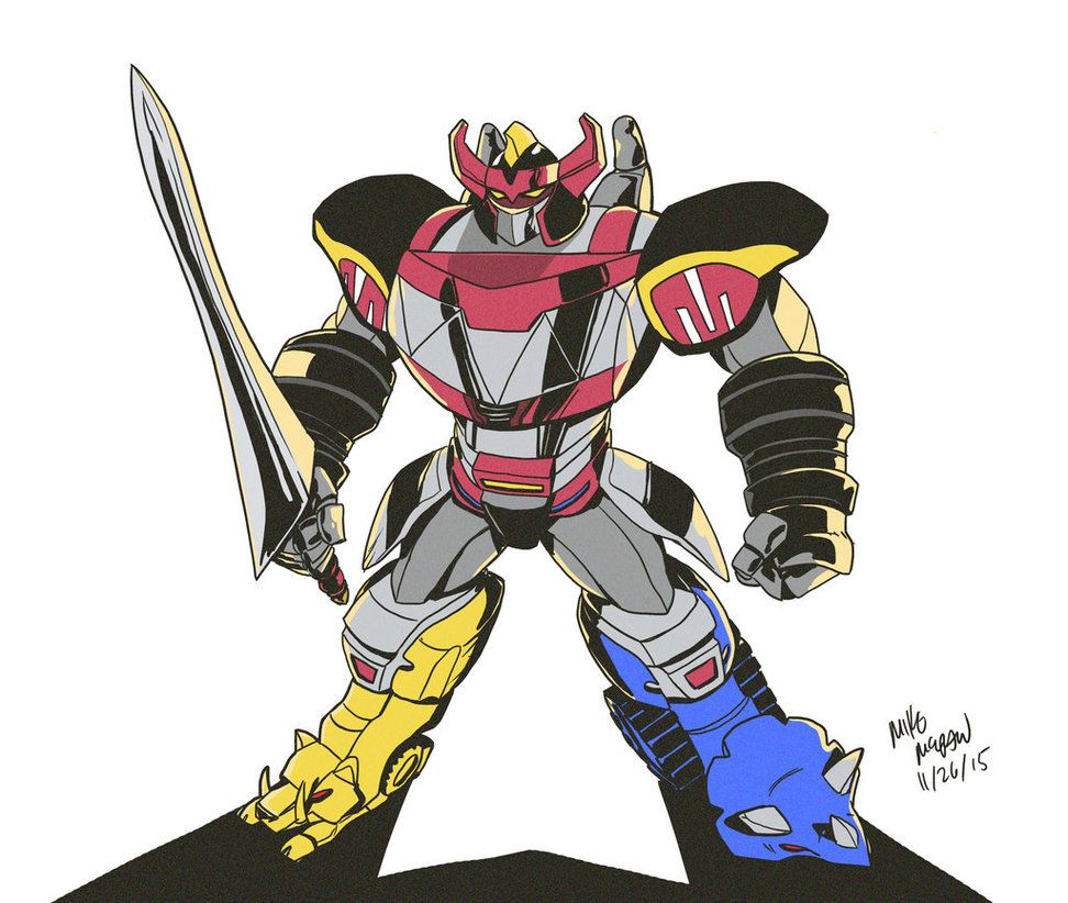 972x822 first megazord drawing mmpr power rangers - Megazord Drawing