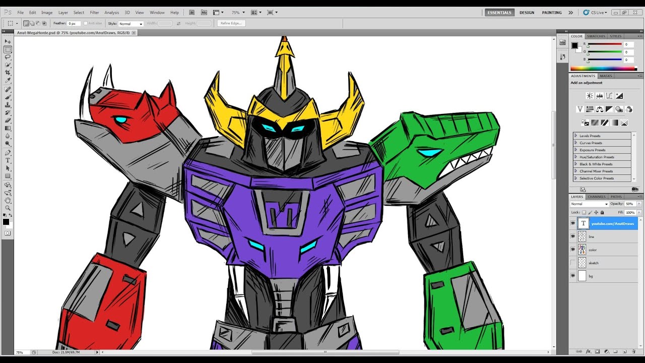 1280x720 how to draw robots - Megazord Drawing