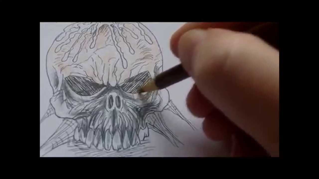 1280x720 How To Draw Skull With Candle - Melting Candle Drawing