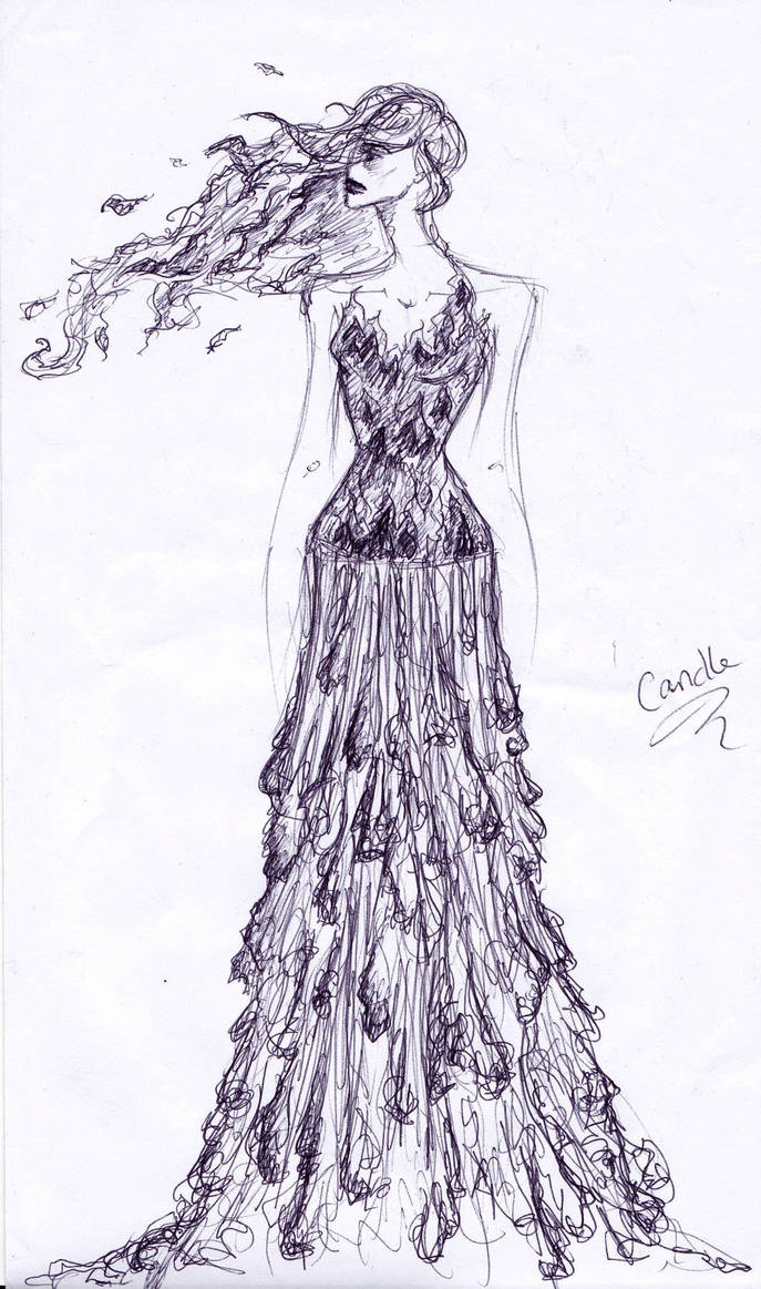 687x1163 Melting Candle Dress Sketch - Melting Candle Drawing
