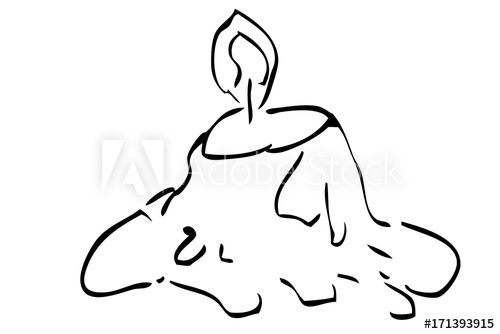 500x334 Hand Draw Sketch Of Melting Candle, Isolated On White - Melting Candle Drawing