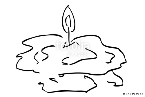 500x334 Hand Draw Sketch Of Melting Candle, Isolated On White Stock Photo - Melting Candle Drawing