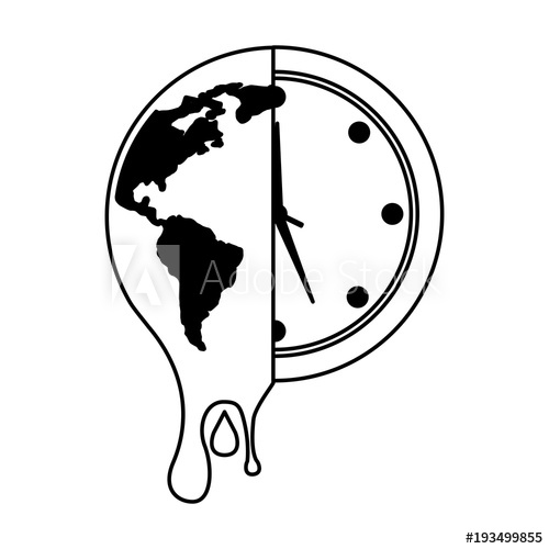 500x500 Melting Clock Drawing Outline - Melting Clock Drawing