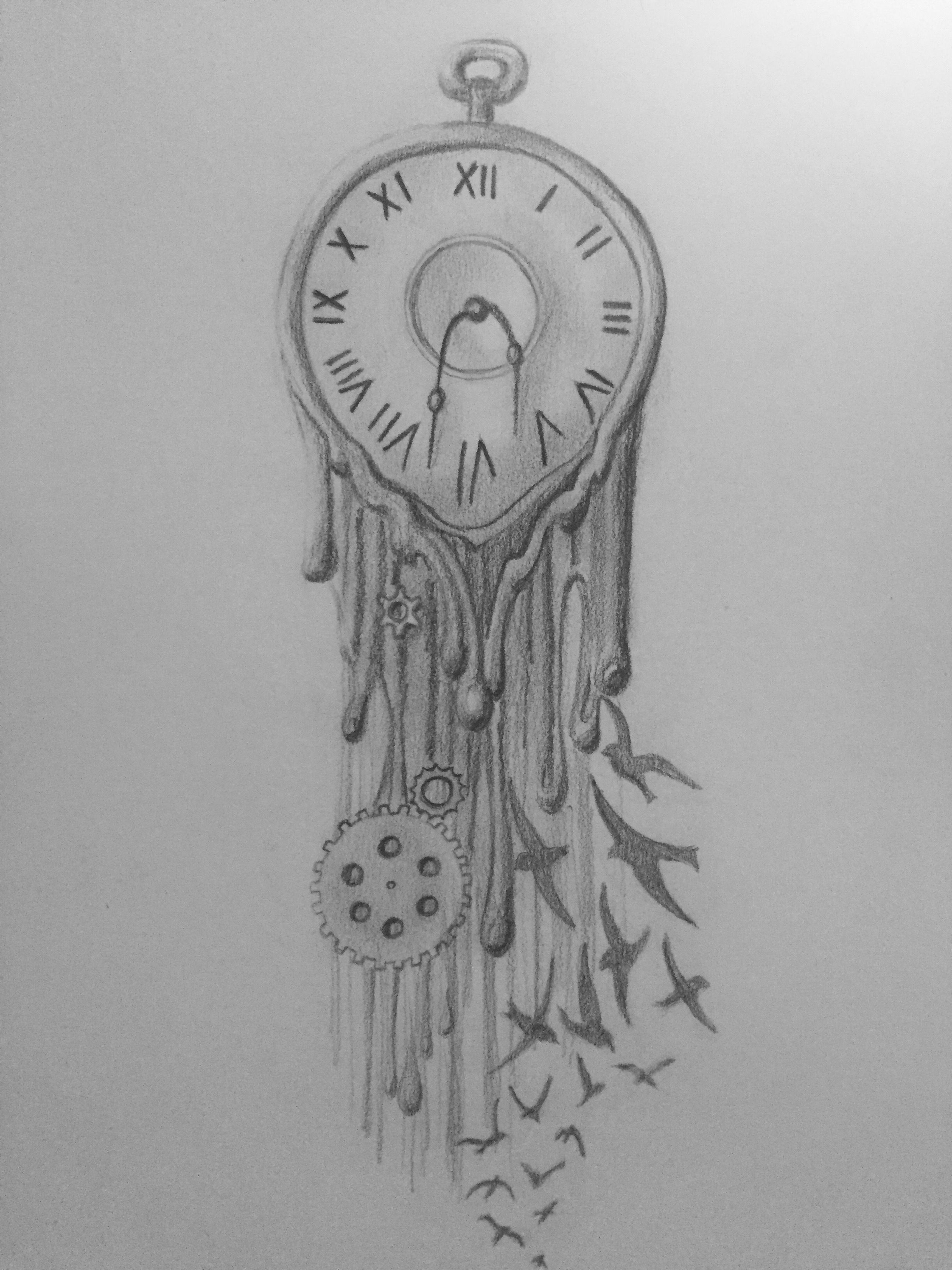 2448x3264 Melting Clock Sketch Draw In Clock Drawings, Art, Melting - Melting Clock Drawing
