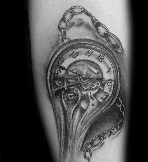 600x659 Melting Clock Tattoo Designs For Men - Melting Clock Drawing