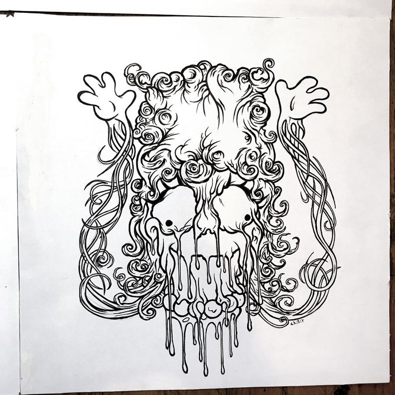 794x794 Marge Simpson Melting Ink Drawing Simpsons Original Art Etsy - Melting Drawing