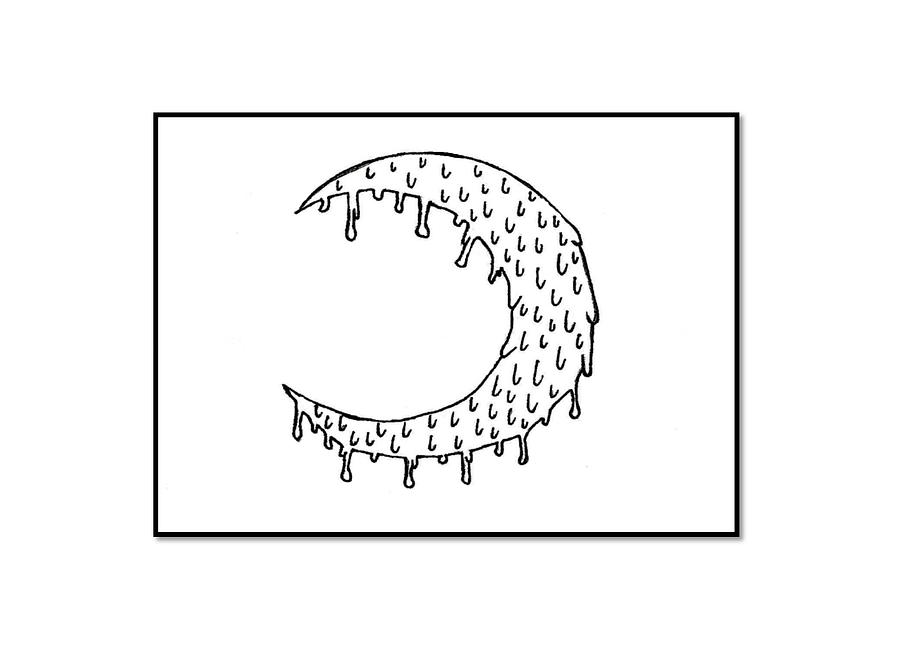 900x657 Melting Moon Drawing - Melting Drawing