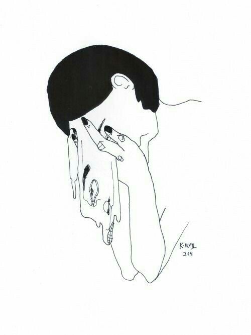 500x666 Melting Faces H - Melting Drawing