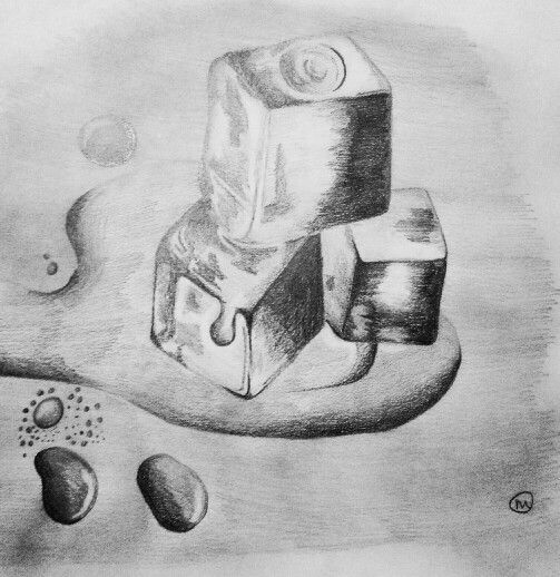 503x518 As Level Art Coursework Pencil Drawing Of Melting Ice Cubes - Melting Ice Cube Drawing