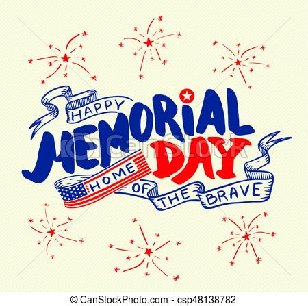 450x447 happy memorial day lettering vector illustration - Memorial Day Drawings