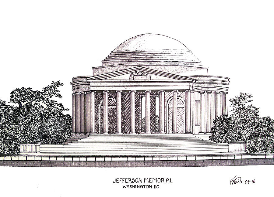 900x649 jefferson memorial drawing - Memorial Drawings