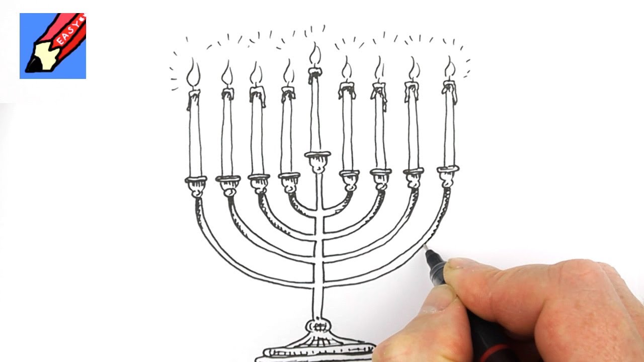 1280x720 how to draw a hanukkah menorah real easy - Menorah Drawing