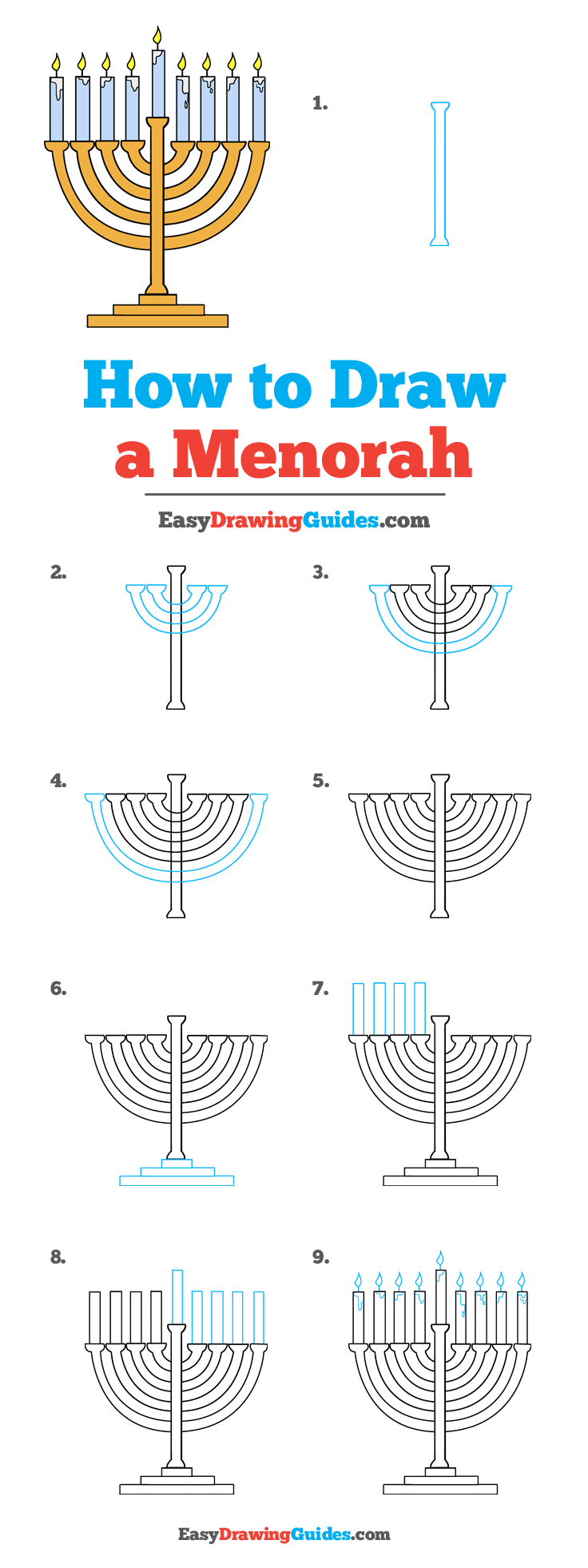736x1962 how to draw a menorah - Menorah Drawing